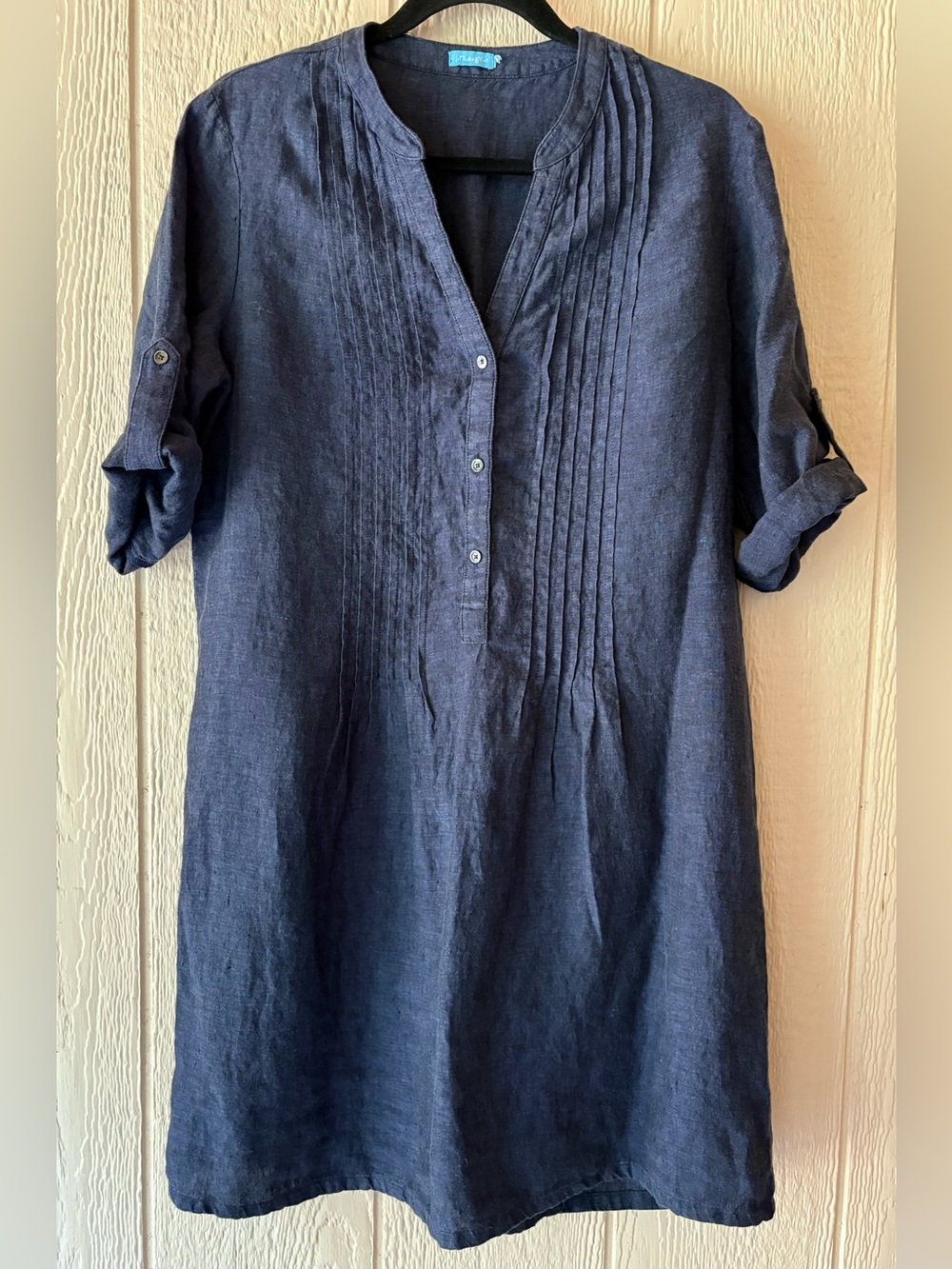 J.McLaughlin Navy Riviera Linen Shift Dress Size L - Picture 1 of 5